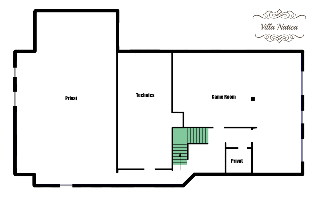 plattegrond kelderverdieping vakantiehuis Villa Natica